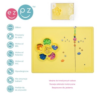 Żółta mata silikonowa do zabawy z pojemniczkami 2w1 Flower Play Mat EZPZ