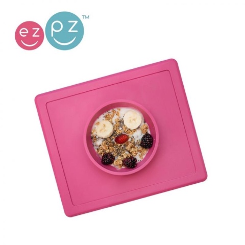 EZPZ Silikonowa miseczka z podkładką 2w1 Happy Bowl różowa