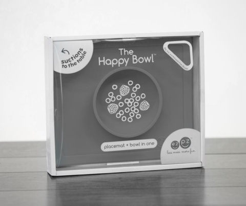 EZPZ Silikonowa miseczka z podkładką 2w1 Happy Bowl szara