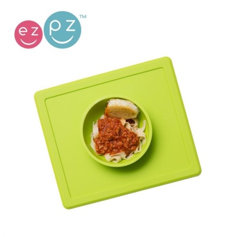 EZPZ Silikonowa miseczka z podkładką 2w1 Happy Bowl zielona