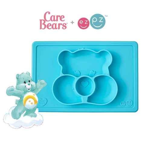 EZPZ Silikonowy talerzyk z podkładką 2w1 Care Bears™ Mat Misia Życzliwe Serce Wish Bear turkusowy