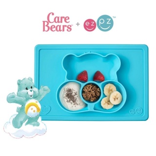 EZPZ Silikonowy talerzyk z podkładką 2w1 Care Bears™ Mat Misia Życzliwe Serce Wish Bear turkusowy