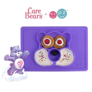 EZPZ Silikonowy talerzyk z podkładką 2w1 Care Bears™ Mat Miśka Share Bear fioletowy