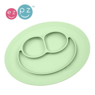 EZPZ Silikonowy talerzyk z podkładką mały 2w1 Mini Mat pastelowa zieleń