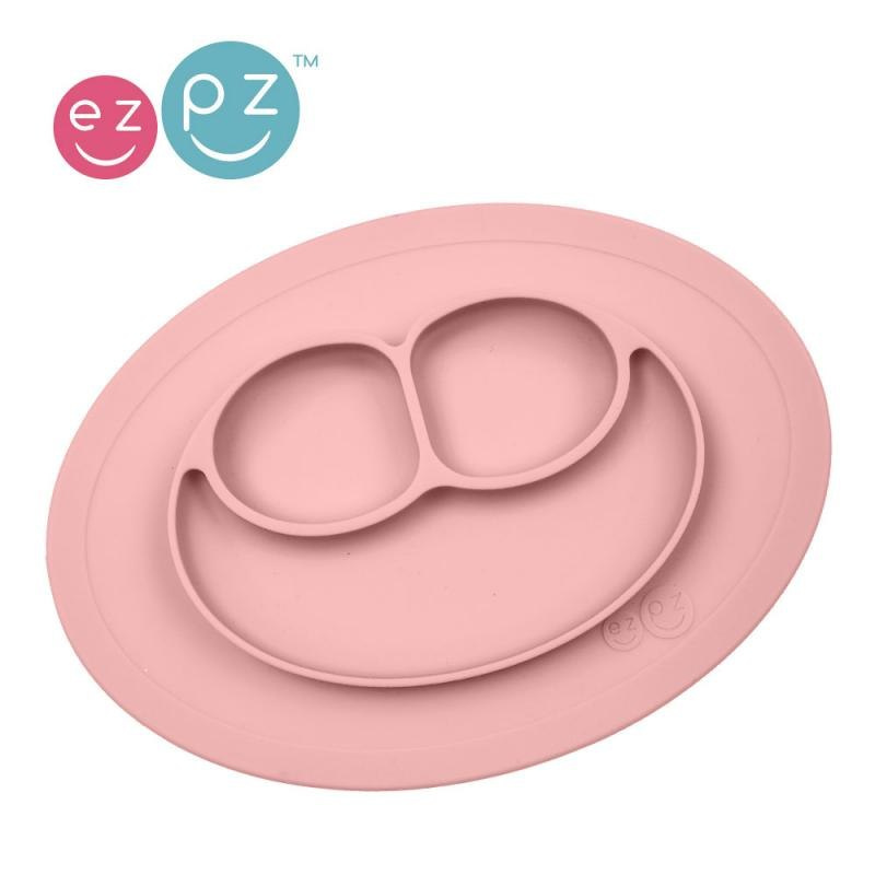 EZPZ Silikonowy talerzyk z podkładką mały 2w1 Mini Mat pastelowy róż EZPZ Silikonowy talerzyk z podkładką mały 2w1 Mini Mat pastelowy róż