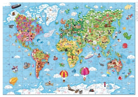Janod Puzzle w walizce Mapa Świata 300 elementów