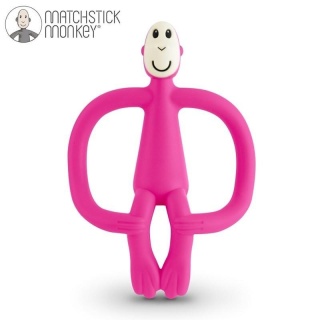 Różowy gryzak masujący ze szczoteczką Matchstick Monkey