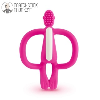 Różowy gryzak masujący ze szczoteczką Matchstick Monkey