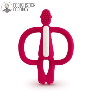 Czerwony gryzak masujący ze szczoteczką Matchstick Monkey