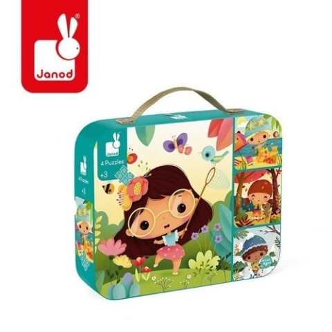 JANOD Puzzle progresywne Pory roku 4 układanki – 6, 9, 12 i 16 elementów 3+