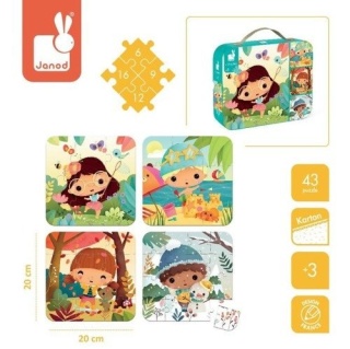 JANOD Puzzle progresywne Pory roku 4 układanki – 6, 9, 12 i 16 elementów 3+
