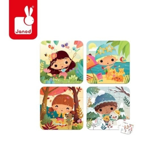 JANOD Puzzle progresywne Pory roku 4 układanki – 6, 9, 12 i 16 elementów 3+