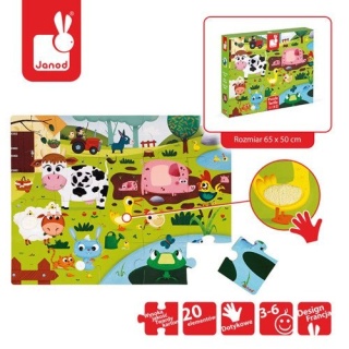 Puzzle sensoryczne Janod Farma - układanka 20 elementów