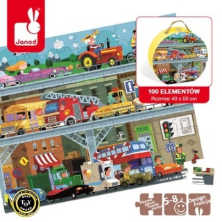 JANOD Puzzle w walizce Pojazdy 100 elementów