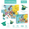 MUDPUPPY Puzzle Mapa Europy z elementami w kształcie państw 5+