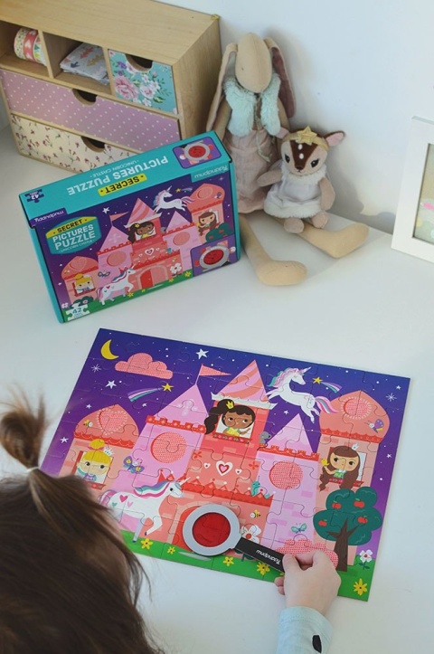 MUDPUPPY Puzzle z ukrytymi obrazkami Zamek jednorożca 42 elementy 3+