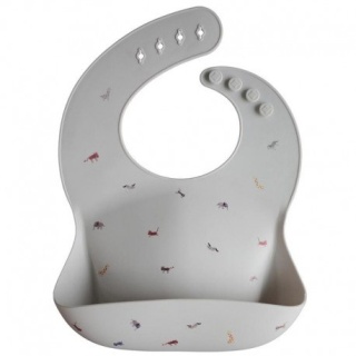 MUSHIE Śliniak silikonowy Safari Light Grey