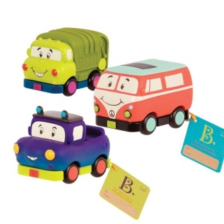 3 mini autka z napędem B.Toys Wheeee-ls! - zestaw z śmieciarką B.Toys