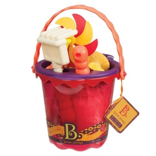 Wiaderko z akcesoriami do piasku B.Toys Sands Ahoy! - czerwone