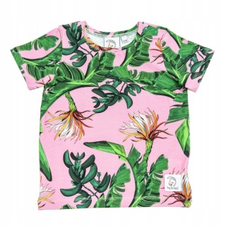 Hey Popinjay T-shirt Pink Jungle by Aleosa