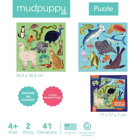 MUDPUPPY Puzzle magnetyczne Zwierzęta lądowe i wodne 4+
