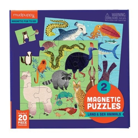 MUDPUPPY Puzzle magnetyczne Zwierzęta lądowe i wodne 4+