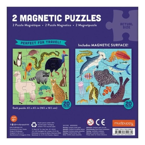 MUDPUPPY Puzzle magnetyczne Zwierzęta lądowe i wodne 4+