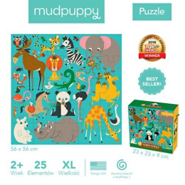 MUDPUPPY Puzzle podłogowe Jumbo Zwierzęta Świata 25 elementów 2+
