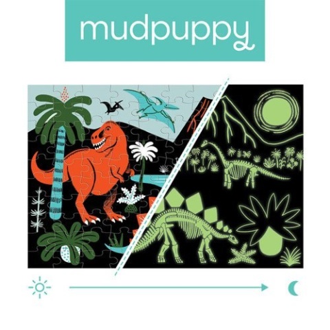 MUDPUPPY Puzzle świecące w ciemności Dinozaury 100 elementów 5+