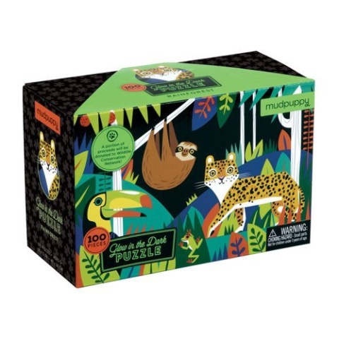 MUDPUPPY Puzzle świecące w ciemności Las tropikalny 100 elementów 5+