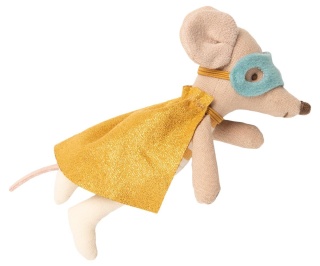 Maileg Superbohater w walizce, Superhero mouse, Little brother in suitcase