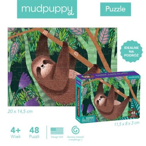 Mudpuppy Puzzle mini Leniwiec trójpalczasty 48 elementów 4+
