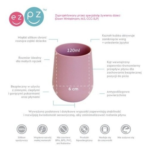 EZPZ Silikonowy kubeczek Mini Cup 120 ml pastelowy róż