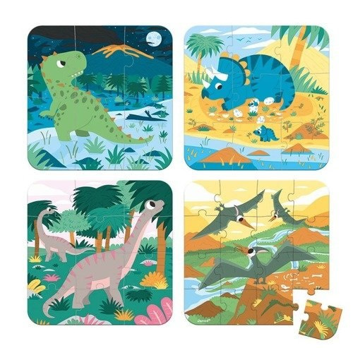 JANOD Puzzle progresywne w walizce Dinozaury 4 układanki – 6, 9, 12 i 16 elementów 3+ JANOD Puzzle progresywne w walizce Dinozaury 4 układanki – 6, 9, 12 i 16 elementów 3+