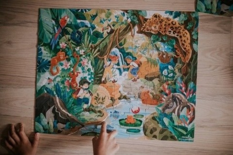 Puzzle w walizce Przygoda w kraju Inków - 100 elementów - Janod