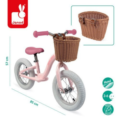 JANOD Metalowy rowerek biegowy Bikloon Vintage 3+ różowy JANOD Metalowy rowerek biegowy Bikloon Vintage 3+ różowy