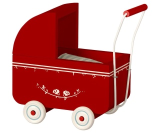 Maileg Wózek czerwony - Pram, Micro - Red