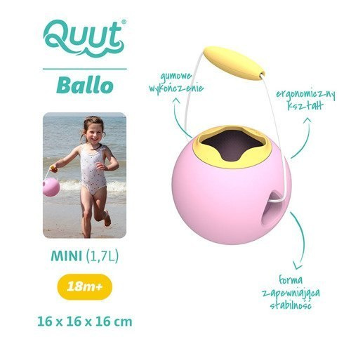 QUUT Małe wiaderko wielofunkcyjne Mini Ballo Sweet Pink + Yellow Stone