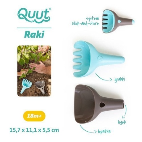 QUUT Zestaw łopatka + grabki Raki Bungee Grey + Vintage Blue