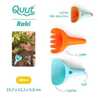 QUUT Zestaw łopatka + grabki Raki Vintage Blue + Mighty Orange