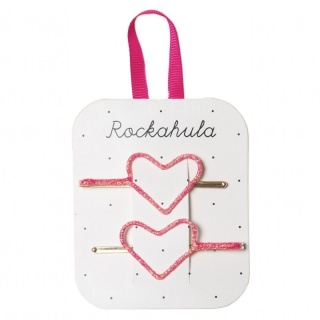 Rockahula Kids - wsuwki do włosów Glitter Heart Neon Pink