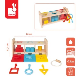 Drewniany sorter z kluczykami Janod Essentiel - kształty i kolory