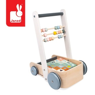 Janod Wózek pchacz drewniany z 20 klockami Sweet Cocoon