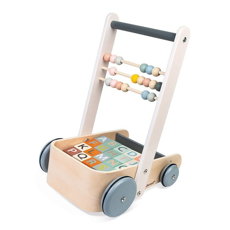 Janod Wózek pchacz drewniany z 20 klockami Sweet Cocoon Janod Wózek pchacz drewniany z 20 klockami Sweet Cocoon