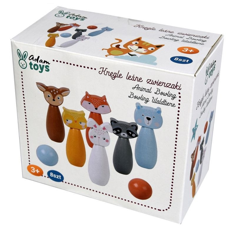 ADAM TOYS Drewniane kręgle leśne zwierzęta ADAM TOYS Drewniane kręgle leśne zwierzęta