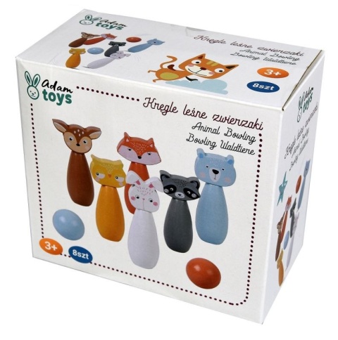 ADAM TOYS Drewniane kręgle leśne zwierzęta