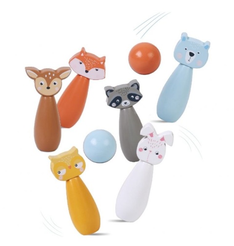 ADAM TOYS Drewniane kręgle leśne zwierzęta