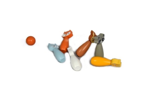 ADAM TOYS Drewniane kręgle leśne zwierzęta