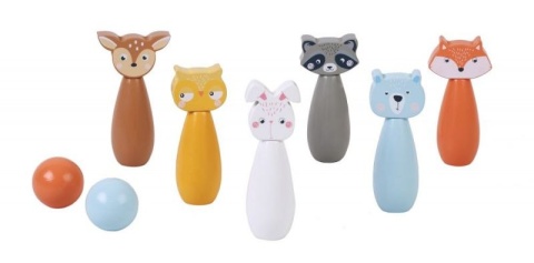 ADAM TOYS Drewniane kręgle leśne zwierzęta
