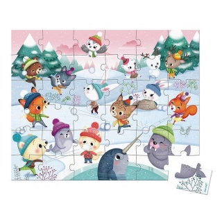 JANOD Puzzle w walizce Zabawa na śniegu 36 elementów 4+